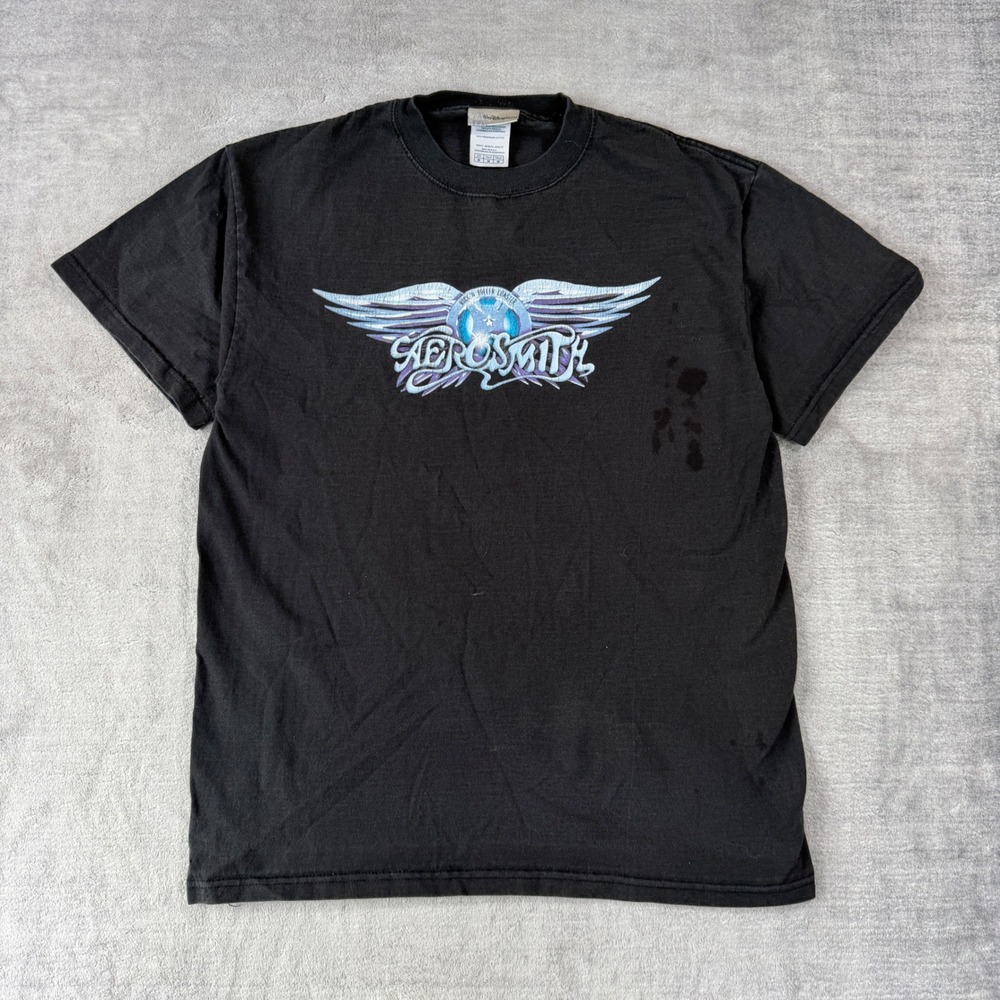 Vtg Walt Disney World Shirt Mens Medium Black Aerosmith Rock n Roller Coaster